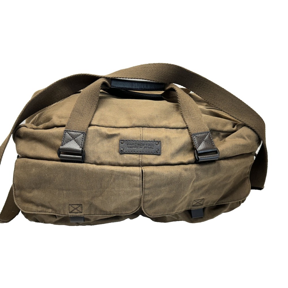Marc New York Essex Men's Duffel Bag,‎ Tan, Andrew Marc Canvas Leather